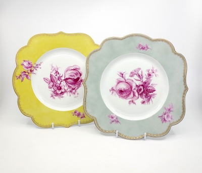 Purple Rose  Tulip    23cm plate Porcelain, 24K Gold